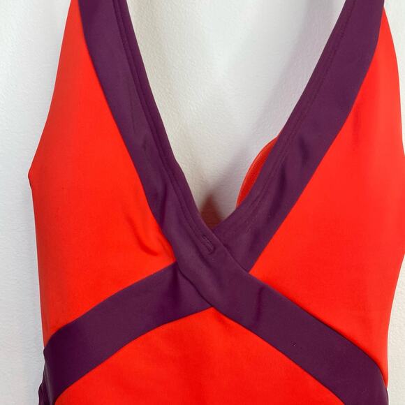 Boden Kefalonia One Piece Halter Swimsuit Swim Red Purple Womens 6L 6 Long Tall - Picture 5 of 16
